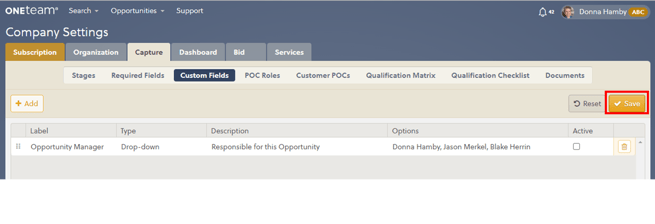 Custom Fields Save