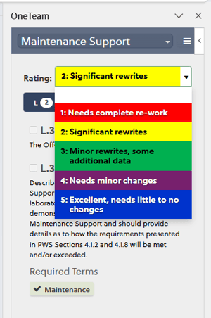 Reviewer ratings in the Word Add-In